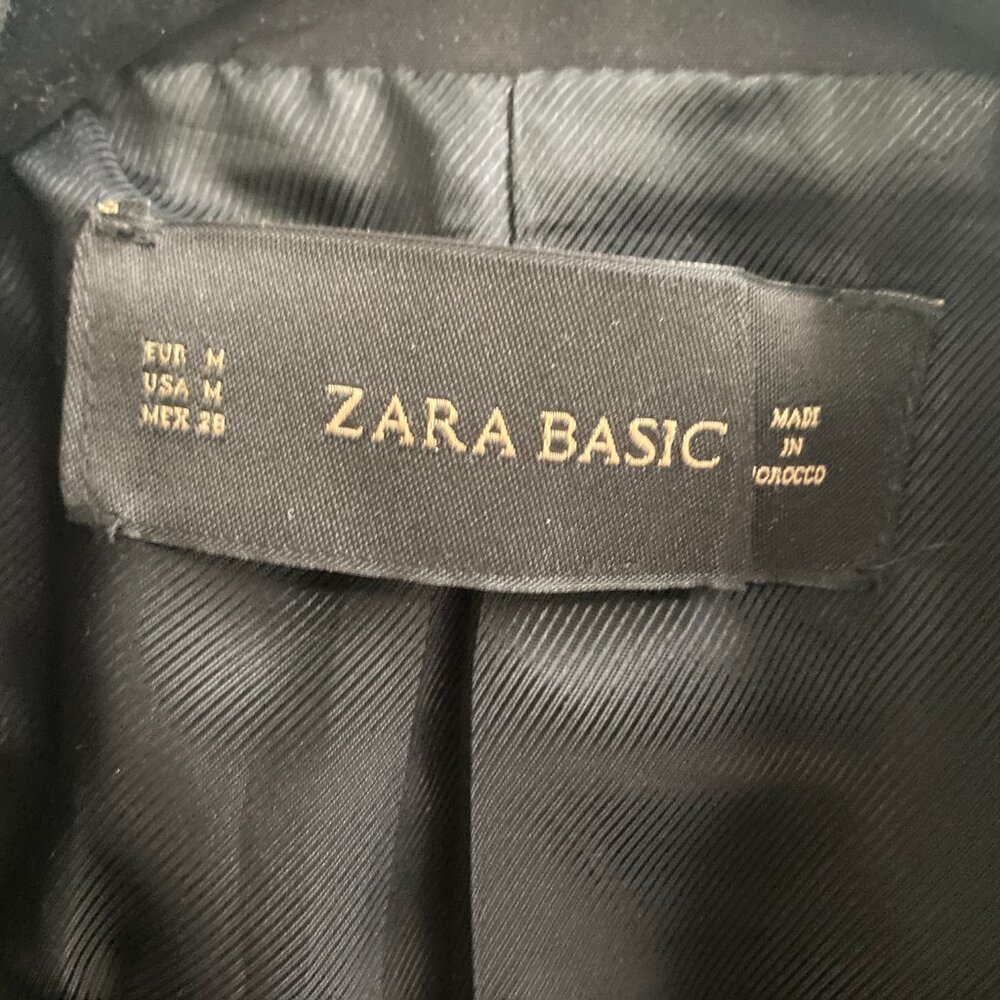 Black Zara Basic Blazer, Puffed Shoulder - image 4